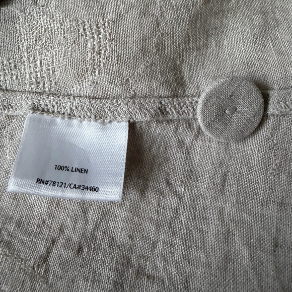 Eileen Fisher Linen Jacquard Embroidered Minimalist Long Jacket / Coat - L - Picture 12 of 16